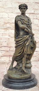 Bronze Julius Caesar Sculpture on Marble Base - Roman History Art