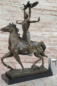 Bronze Sculpture of Warrior on Horseback with Winged Figures