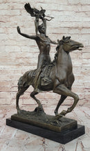 Bronze Sculpture of Warrior on Horseback with Winged Figures