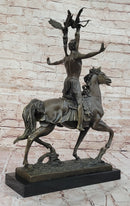 Bronze Sculpture of Warrior on Horseback with Winged Figures