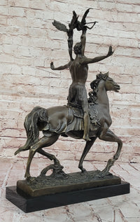 Bronze Sculpture of Warrior on Horseback with Winged Figures