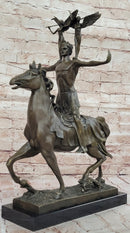 Bronze Sculpture of Warrior on Horseback with Winged Figures
