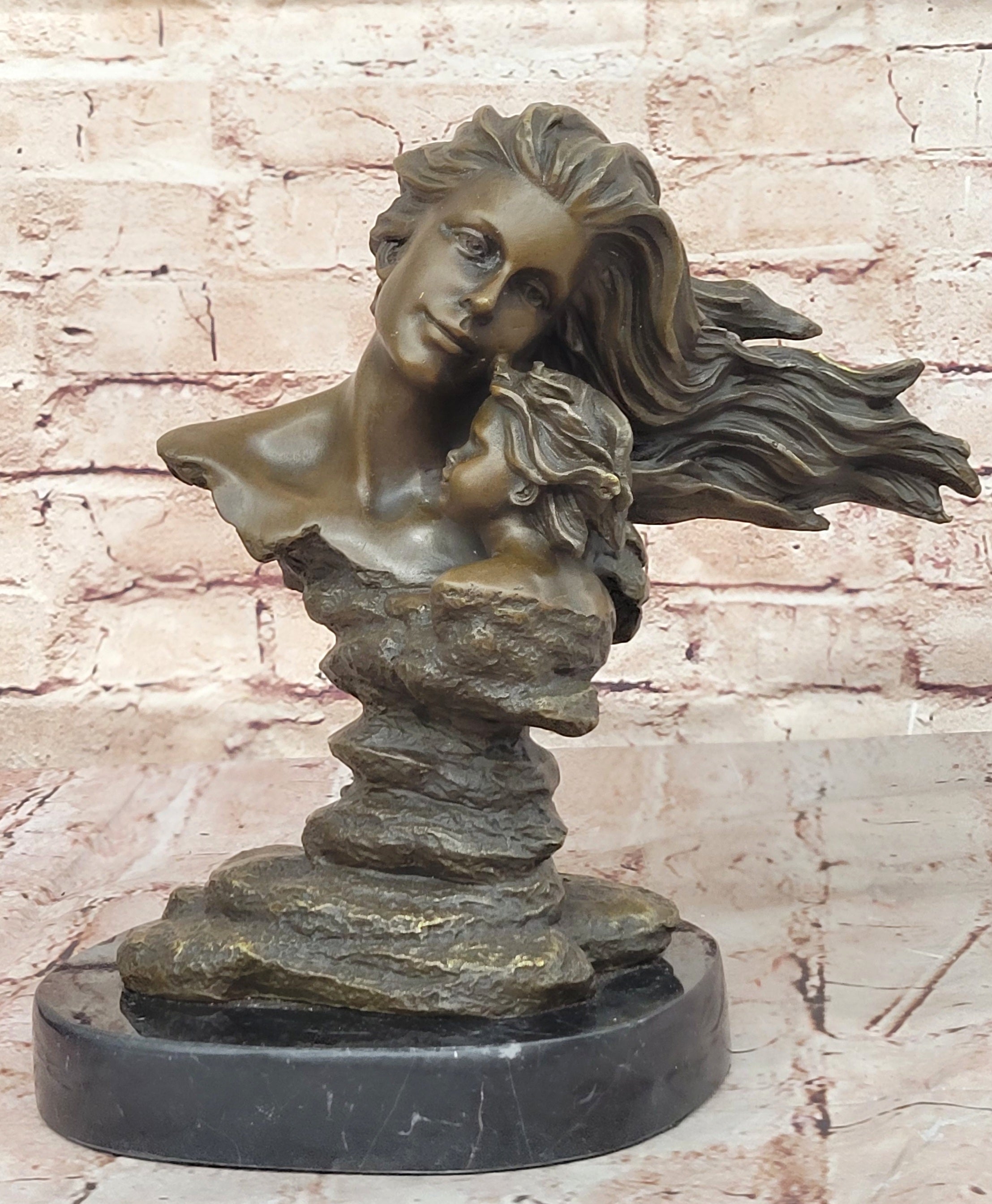 Mother and Child Bronze Sculpture Maternal Love