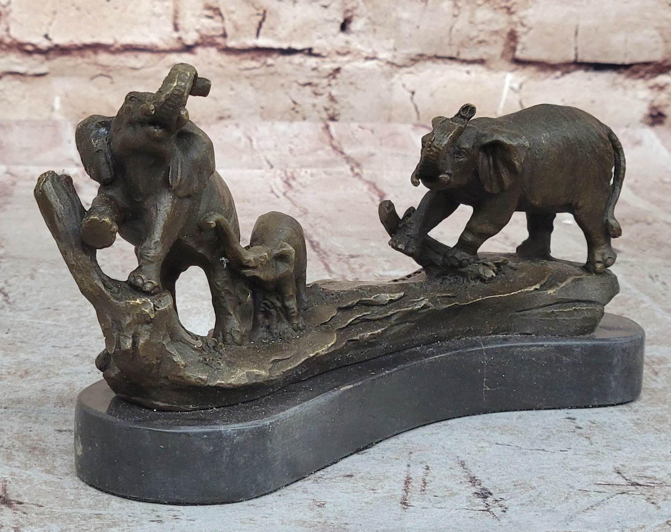 Three Elephants Family - Hot Cast Bronze Sculpture