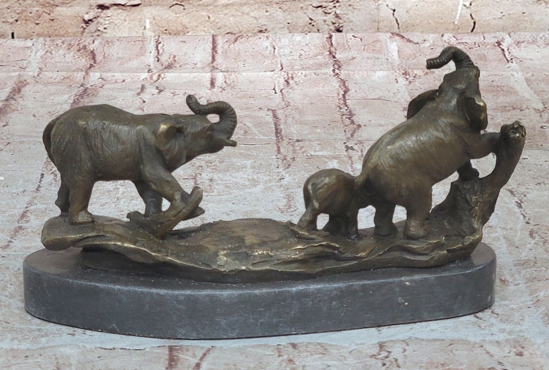 Three Elephants Family - Hot Cast Bronze Sculpture
