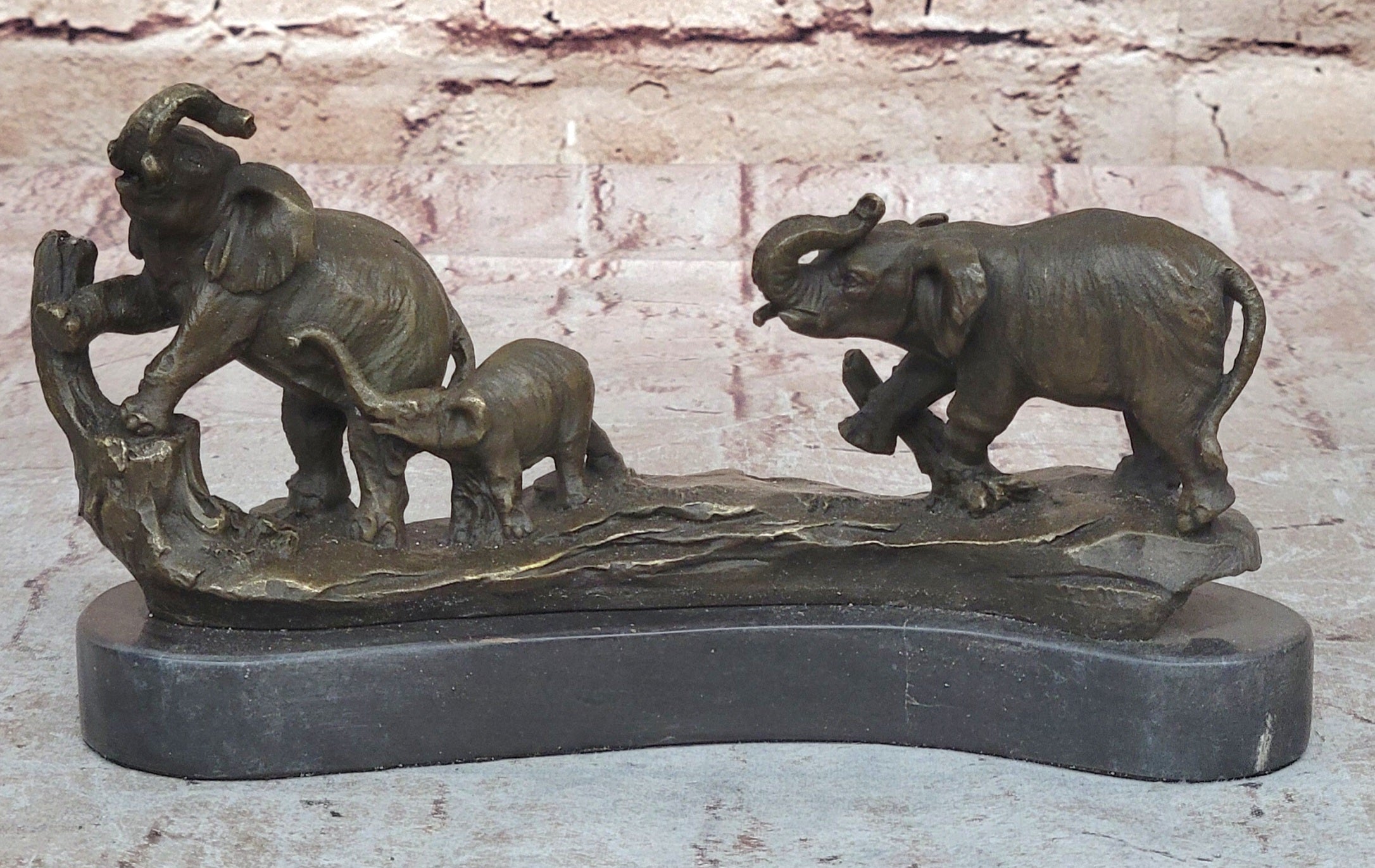 Three Elephants Family - Hot Cast Bronze Sculpture
