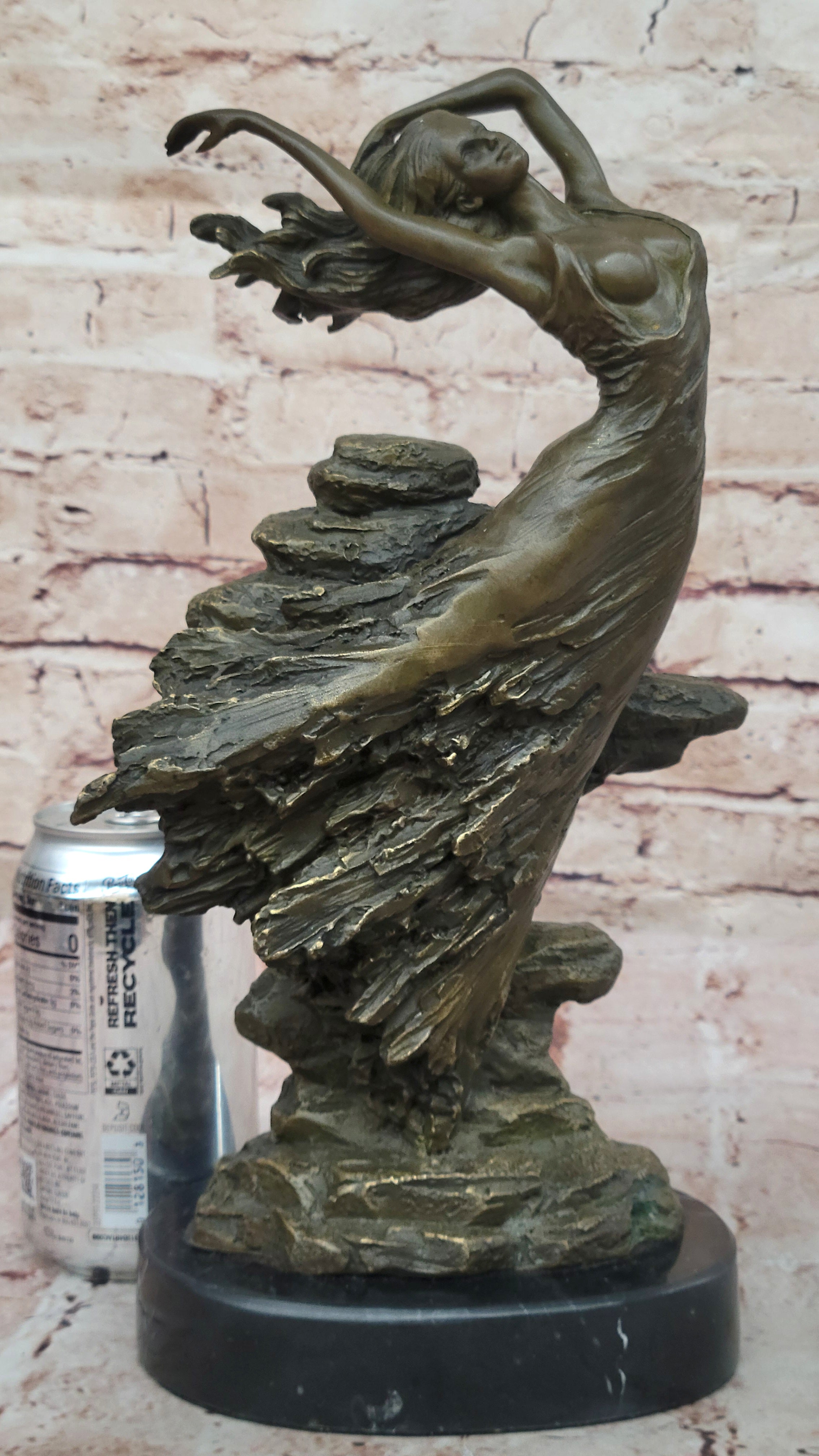 Abstract Art Nouveau Bronze Sculpture of Woman Dancing by Vitaleh