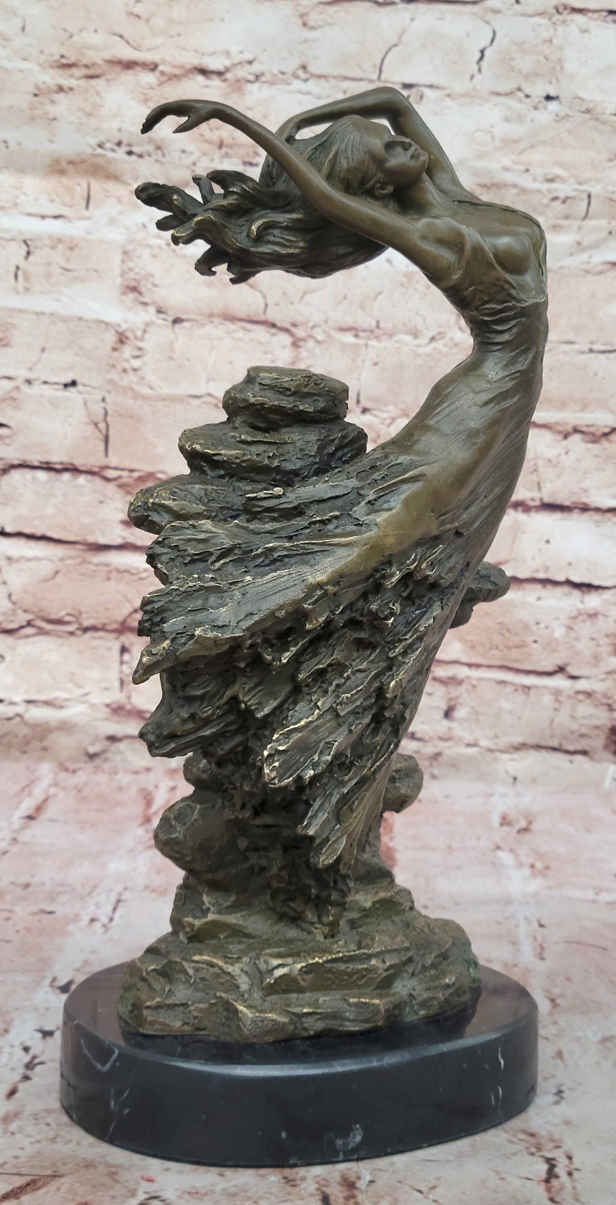 Abstract Art Nouveau Bronze Sculpture of Woman Dancing by Vitaleh