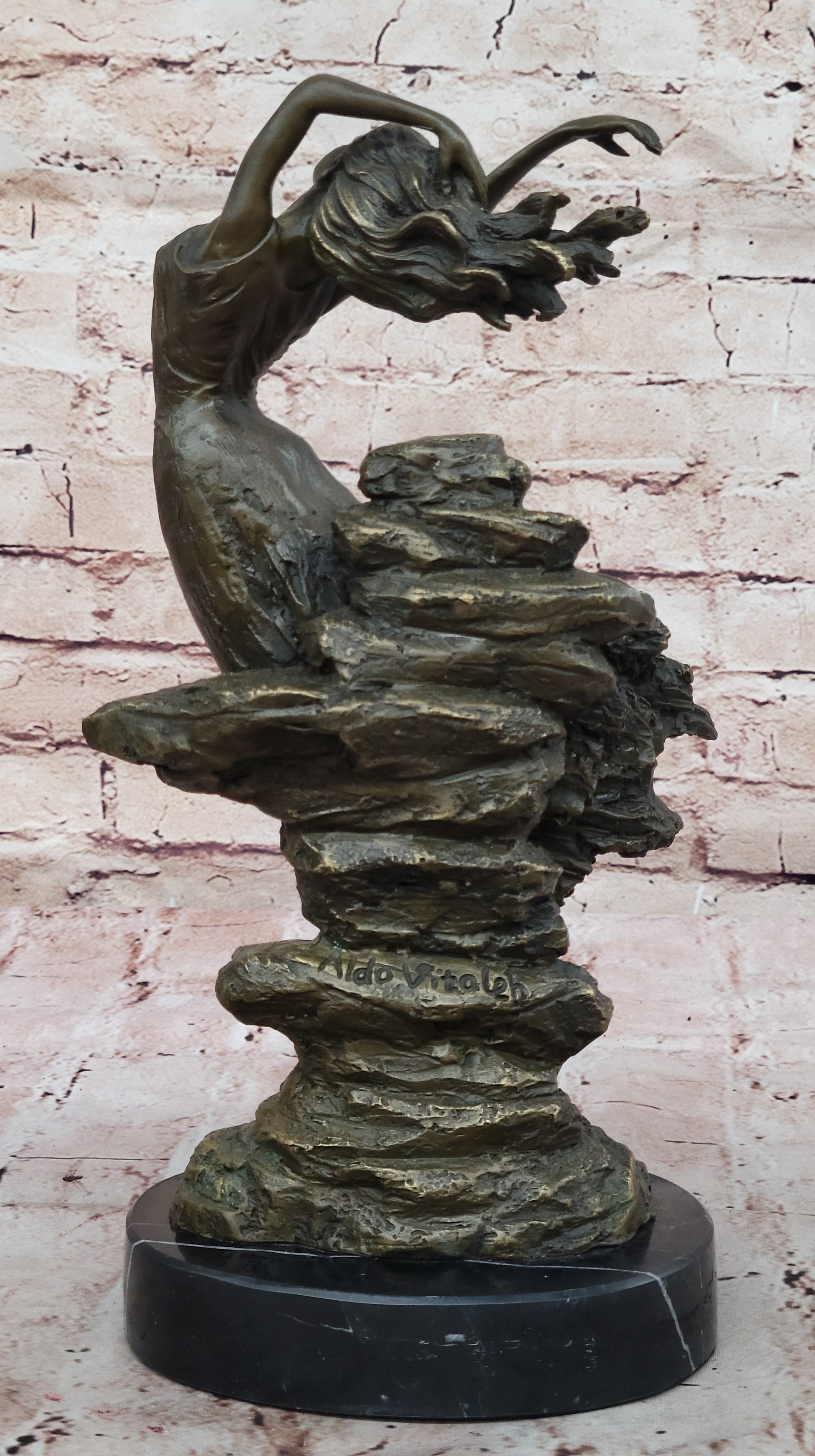 Abstract Art Nouveau Bronze Sculpture of Woman Dancing by Vitaleh