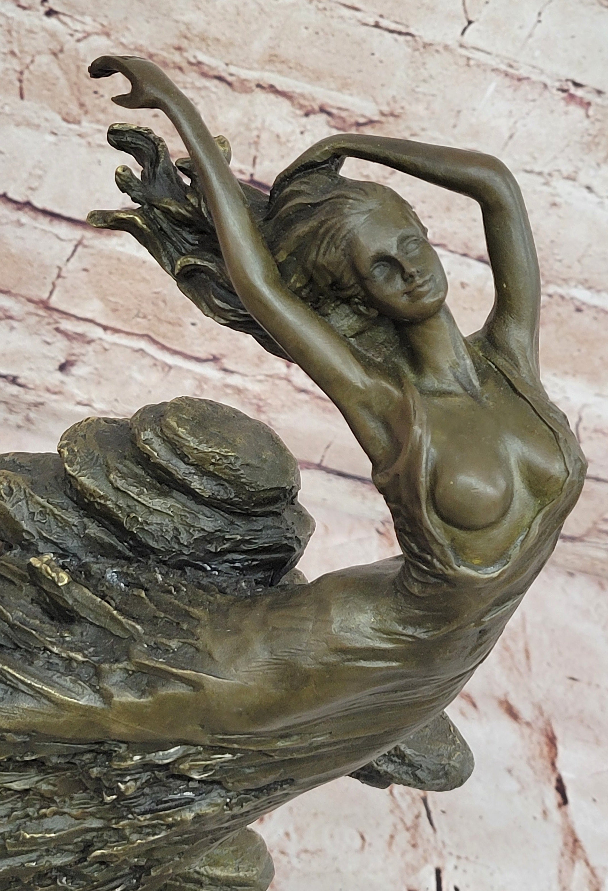 Abstract Art Nouveau Bronze Sculpture of Woman Dancing by Vitaleh