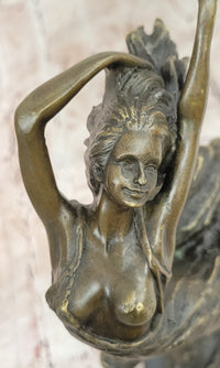 Bronze Sculpture of Woman Embracing Wind – Flowing Gown