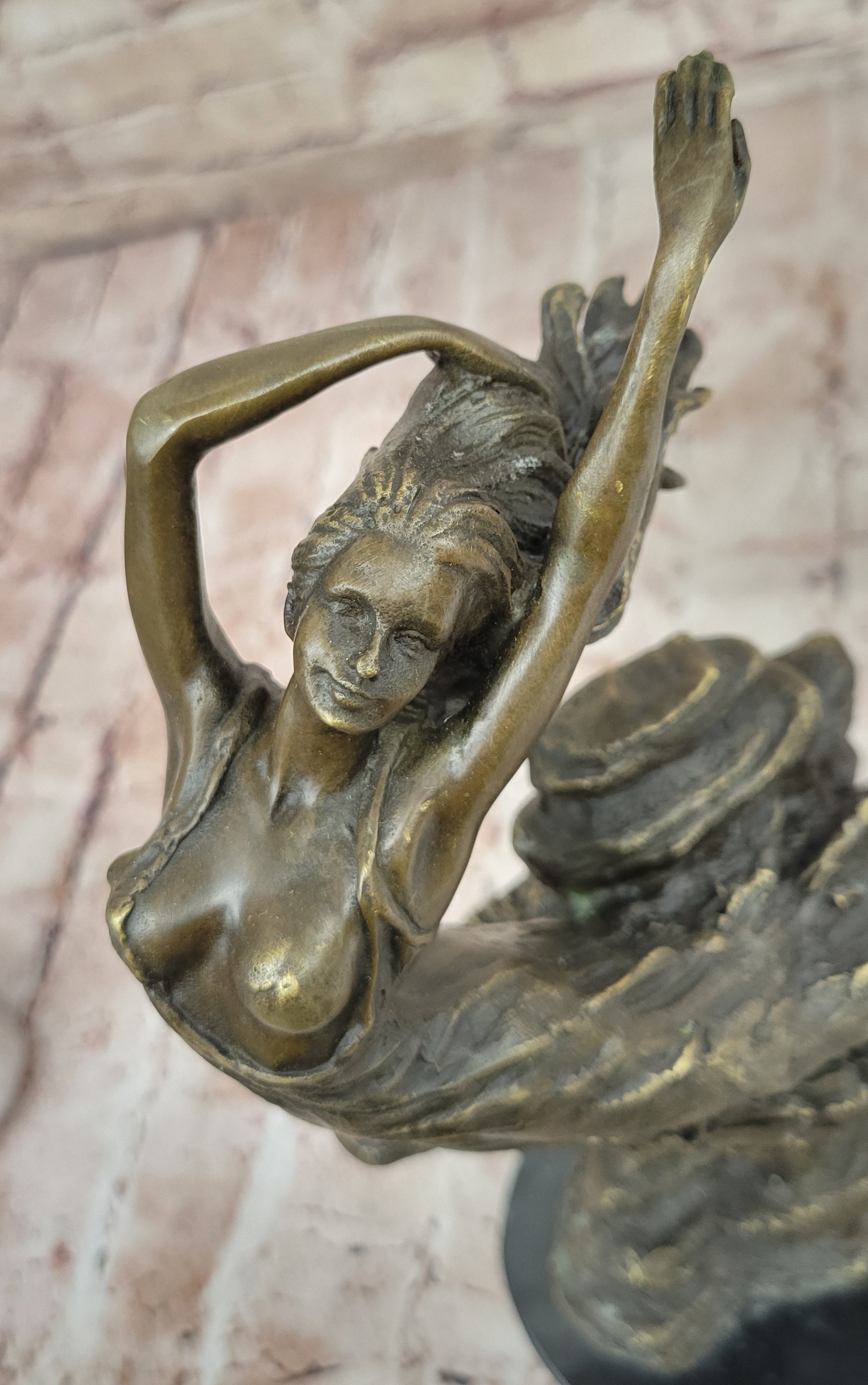 Bronze Sculpture of Woman Embracing Wind – Flowing Gown