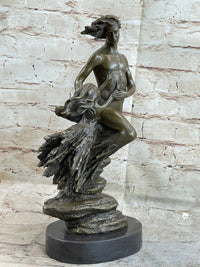 Art Deco Floating Man W/ Baby Girl by Aldo Vitaleh Bronze