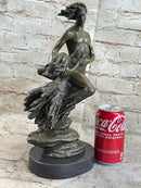 Art Deco Floating Man W/ Baby Girl by Aldo Vitaleh Bronze