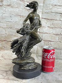 Art Deco Floating Man W/ Baby Girl by Aldo Vitaleh Bronze
