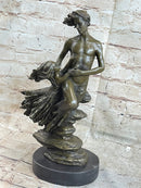 Art Deco Floating Man W/ Baby Girl by Aldo Vitaleh Bronze