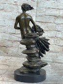 Art Deco Floating Man W/ Baby Girl by Aldo Vitaleh Bronze