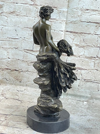 Art Deco Floating Man W/ Baby Girl by Aldo Vitaleh Bronze