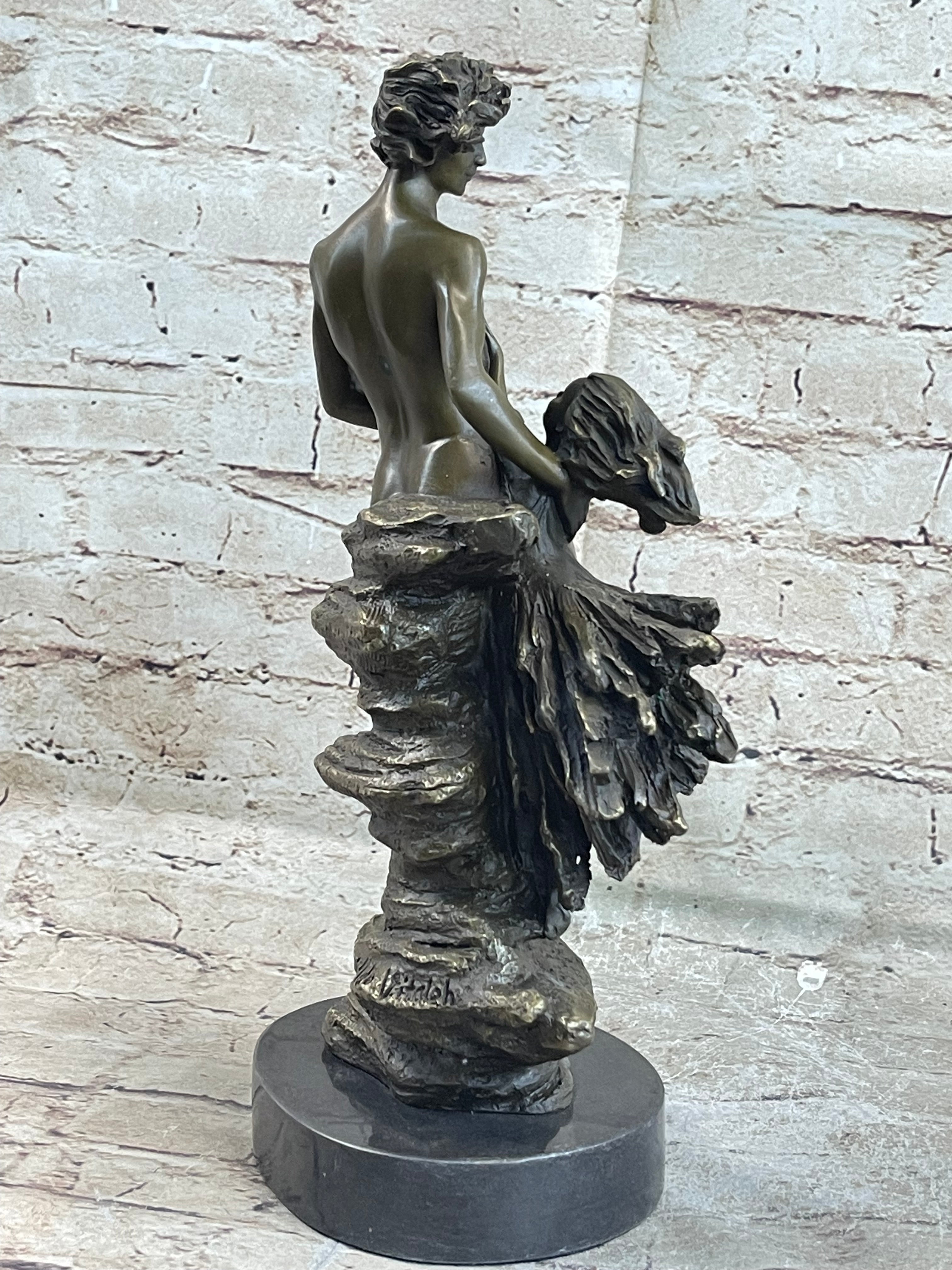 Art Deco Floating Man W/ Baby Girl by Aldo Vitaleh Bronze