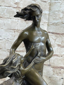 Art Deco Floating Man W/ Baby Girl by Aldo Vitaleh Bronze