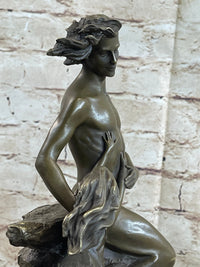 Art Deco Floating Man W/ Baby Girl by Aldo Vitaleh Bronze
