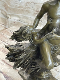 Art Deco Floating Man W/ Baby Girl by Aldo Vitaleh Bronze