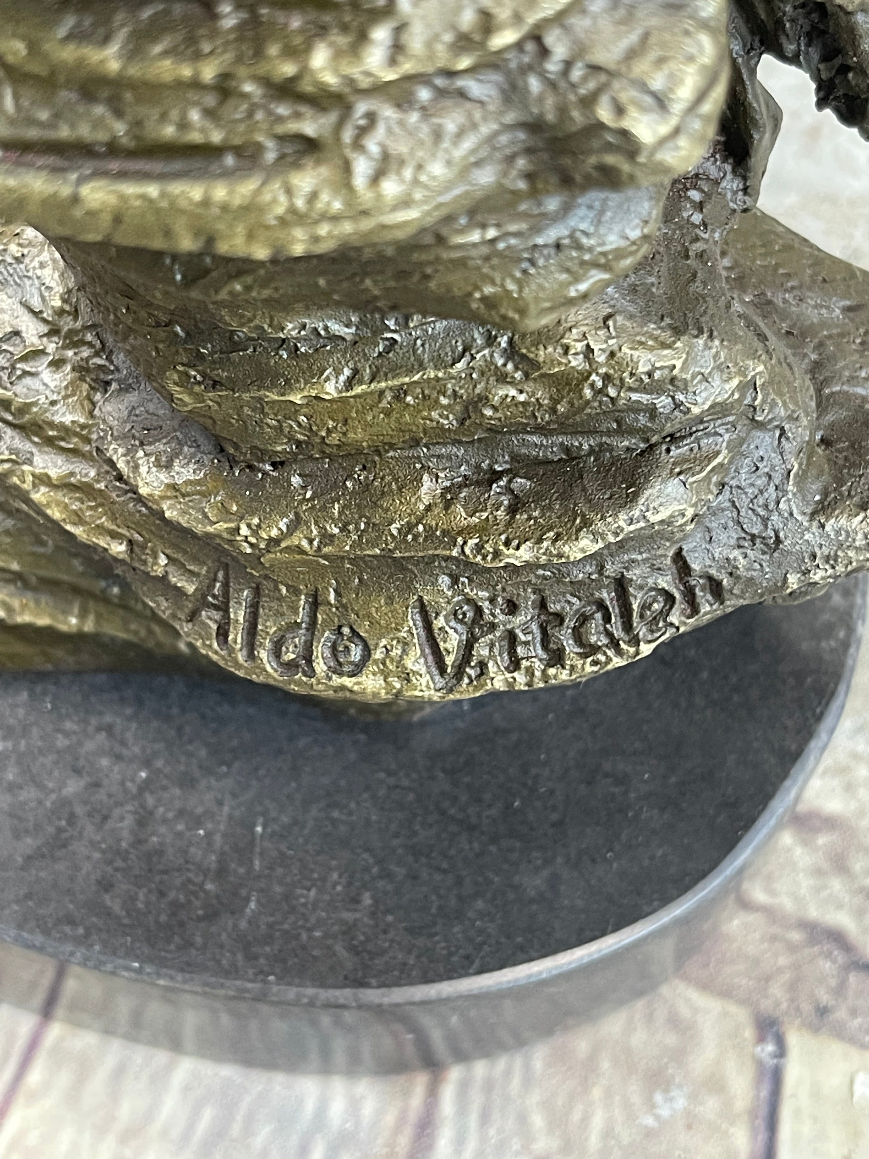 Art Deco Floating Man W/ Baby Girl by Aldo Vitaleh Bronze