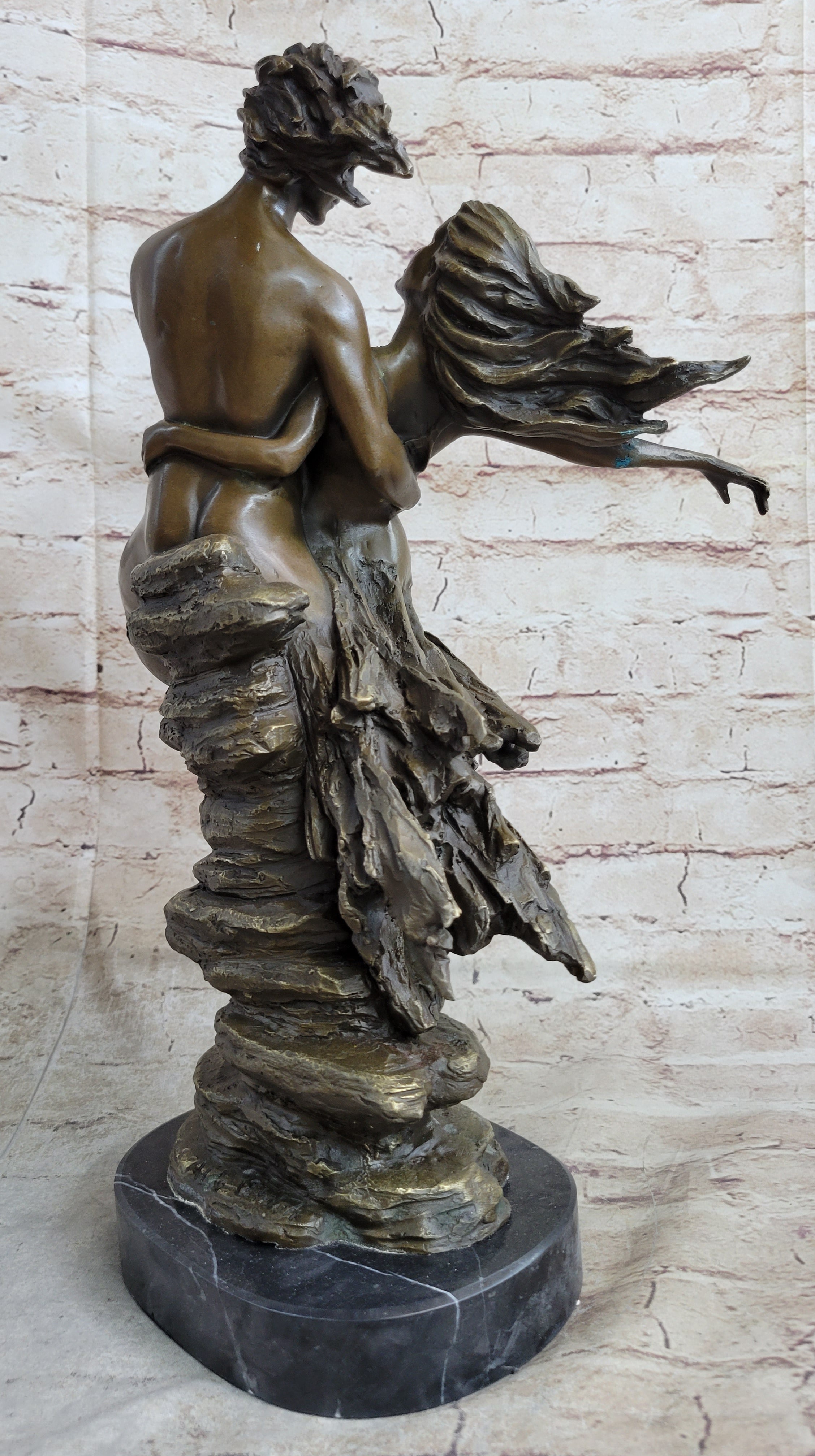 Romantic Floating Couple Lovers Bronze Sculpture 16" x 10"