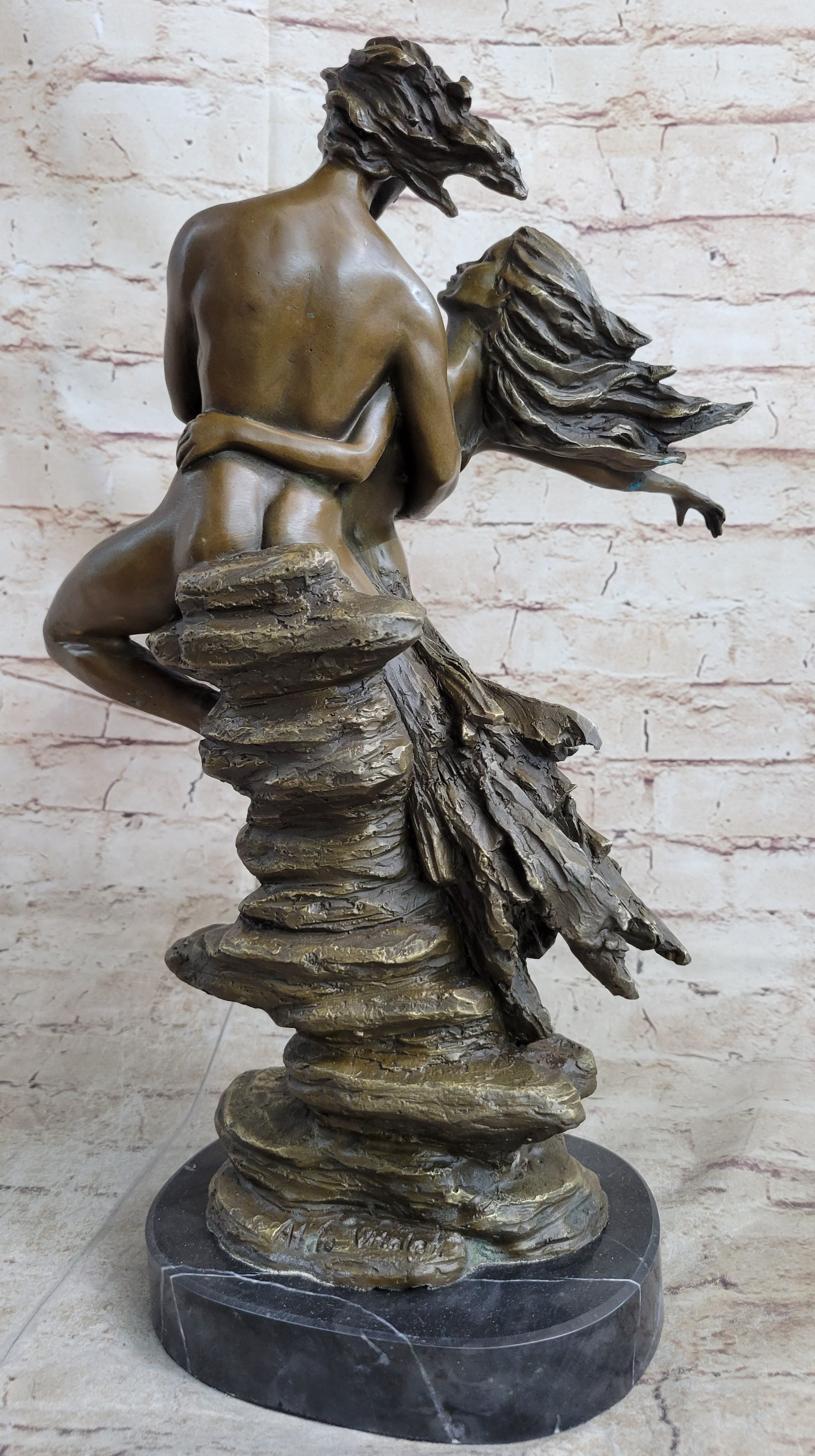 Romantic Floating Couple Lovers Bronze Sculpture 16" x 10"