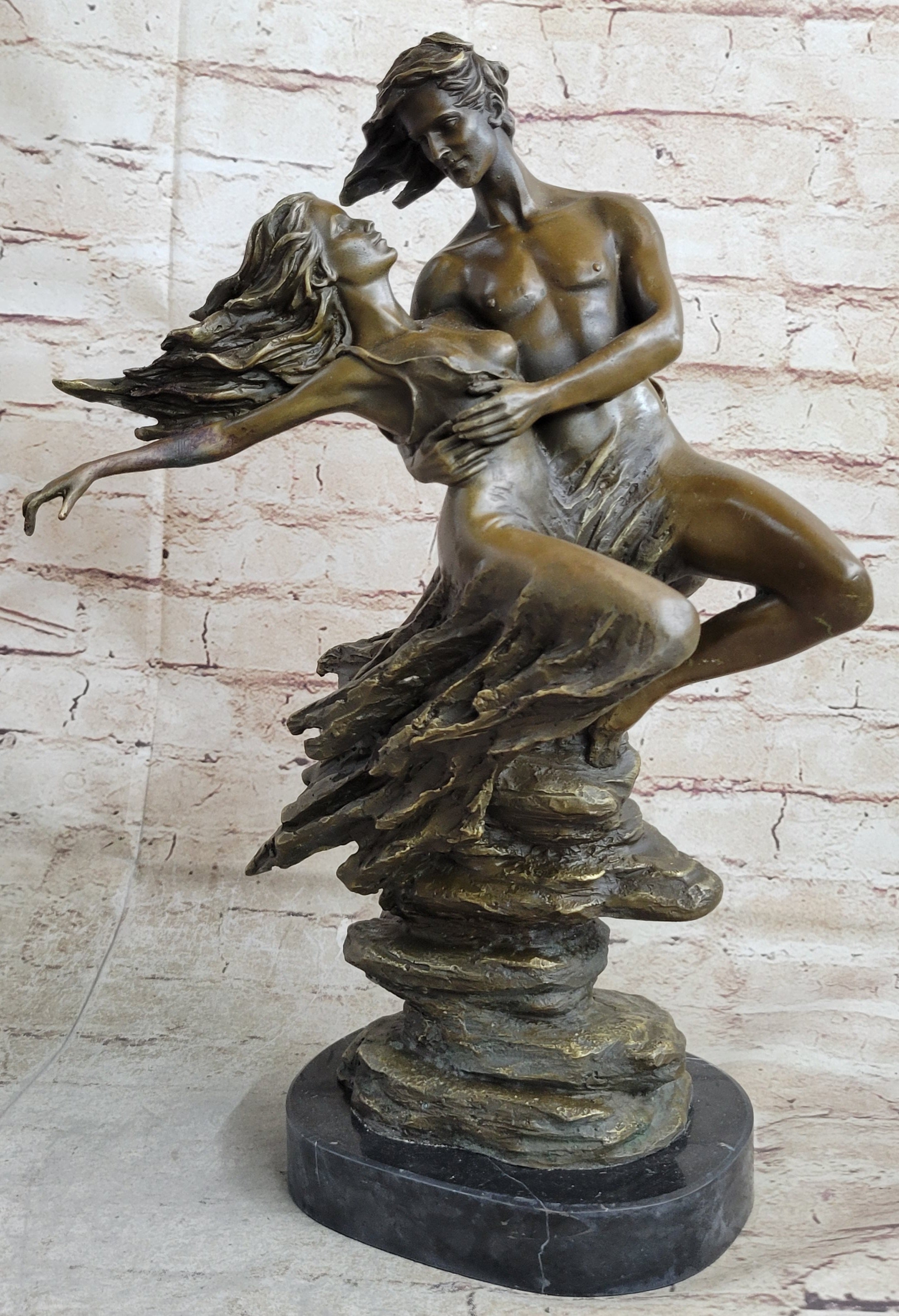 Romantic Floating Couple Lovers Bronze Sculpture 16" x 10"