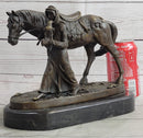 Aldo Vitaleh Arab Man Holding Falcon Horse Bronze Sculpture