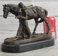 Aldo Vitaleh Arab Man Holding Falcon Horse Bronze Sculpture