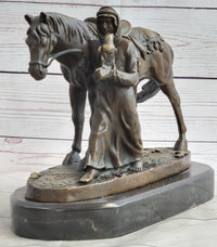 Aldo Vitaleh Arab Man Holding Falcon Horse Bronze Sculpture