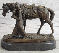 Aldo Vitaleh Arab Man Holding Falcon Horse Bronze Sculpture