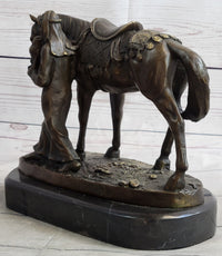 Aldo Vitaleh Arab Man Holding Falcon Horse Bronze Sculpture