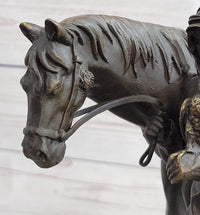 Aldo Vitaleh Arab Man Holding Falcon Horse Bronze Sculpture