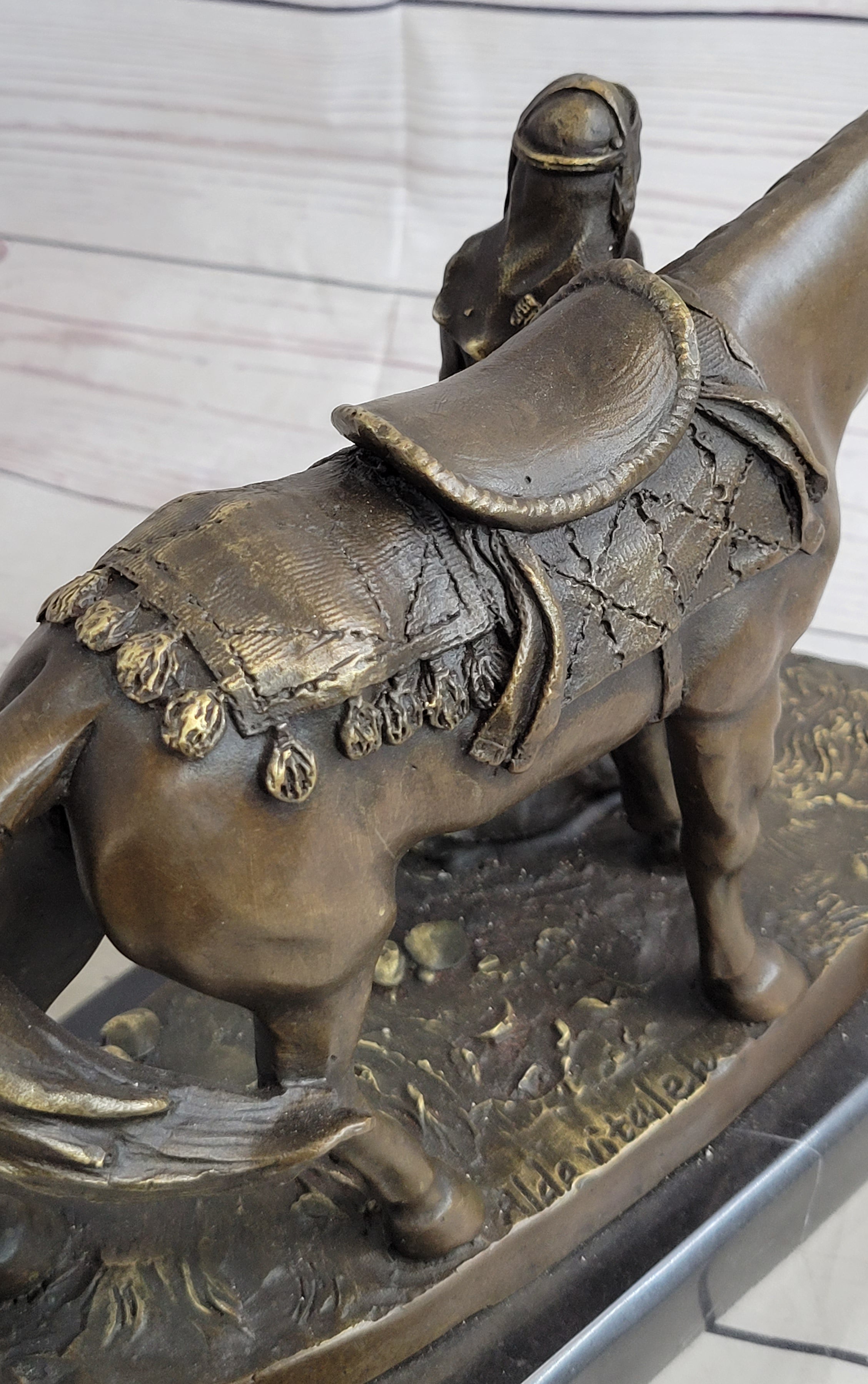 Aldo Vitaleh Arab Man Holding Falcon Horse Bronze Sculpture