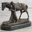 Aldo Vitaleh Arab Man Holding Falcon Horse Bronze Sculpture