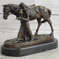 Aldo Vitaleh Arab Man Holding Falcon Horse Bronze Sculpture