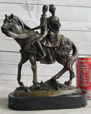 Bride and Groom on Horse Back Solid Bronze Sculpture by Milo