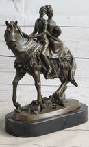 Bride and Groom on Horse Back Solid Bronze Sculpture by Milo
