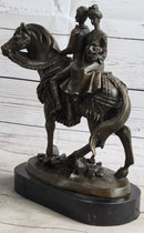 Bride and Groom on Horse Back Solid Bronze Sculpture by Milo