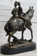 Bride and Groom on Horse Back Solid Bronze Sculpture by Milo