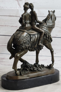 Bride and Groom on Horse Back Solid Bronze Sculpture by Milo