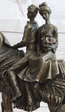 Bride and Groom on Horse Back Solid Bronze Sculpture by Milo