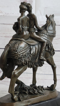 Bride and Groom on Horse Back Solid Bronze Sculpture by Milo