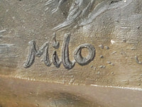 Bride and Groom on Horse Back Solid Bronze Sculpture by Milo