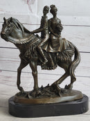 Bride and Groom on Horse Back Solid Bronze Sculpture by Milo