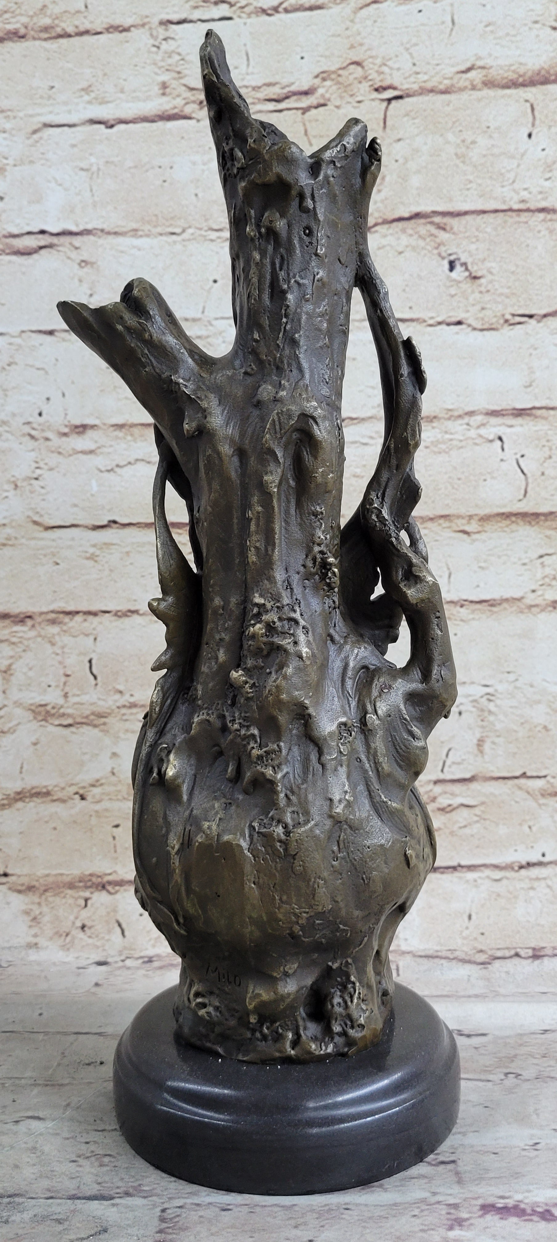 Fantasy Fairy Girl Bronze Sculpture on Marble Base 14.5" x 7"