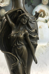 Signed Art Deco Sexy Woman by Cheret Bronze Sculpture Marble Base DEAL